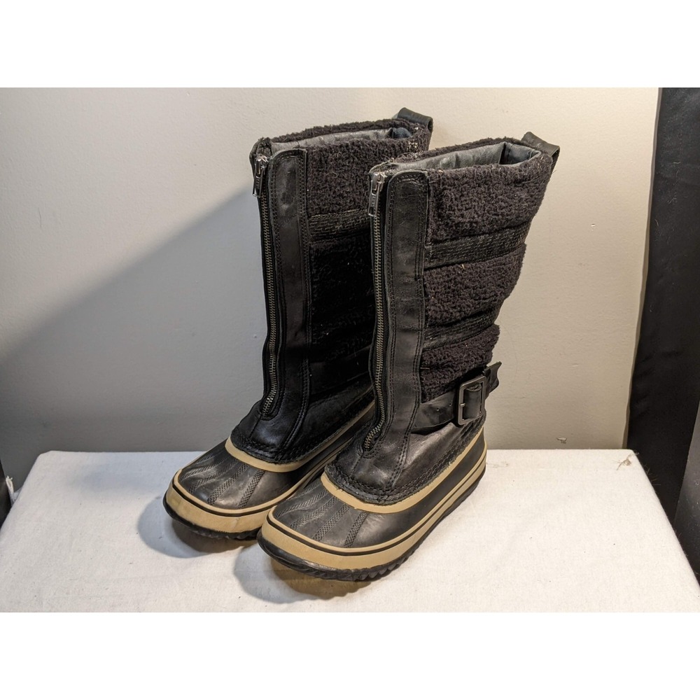 Sorel Duck Boots Womens 6 Helen‎ Of Tundra II Winter Shearling NL1586-010 Black